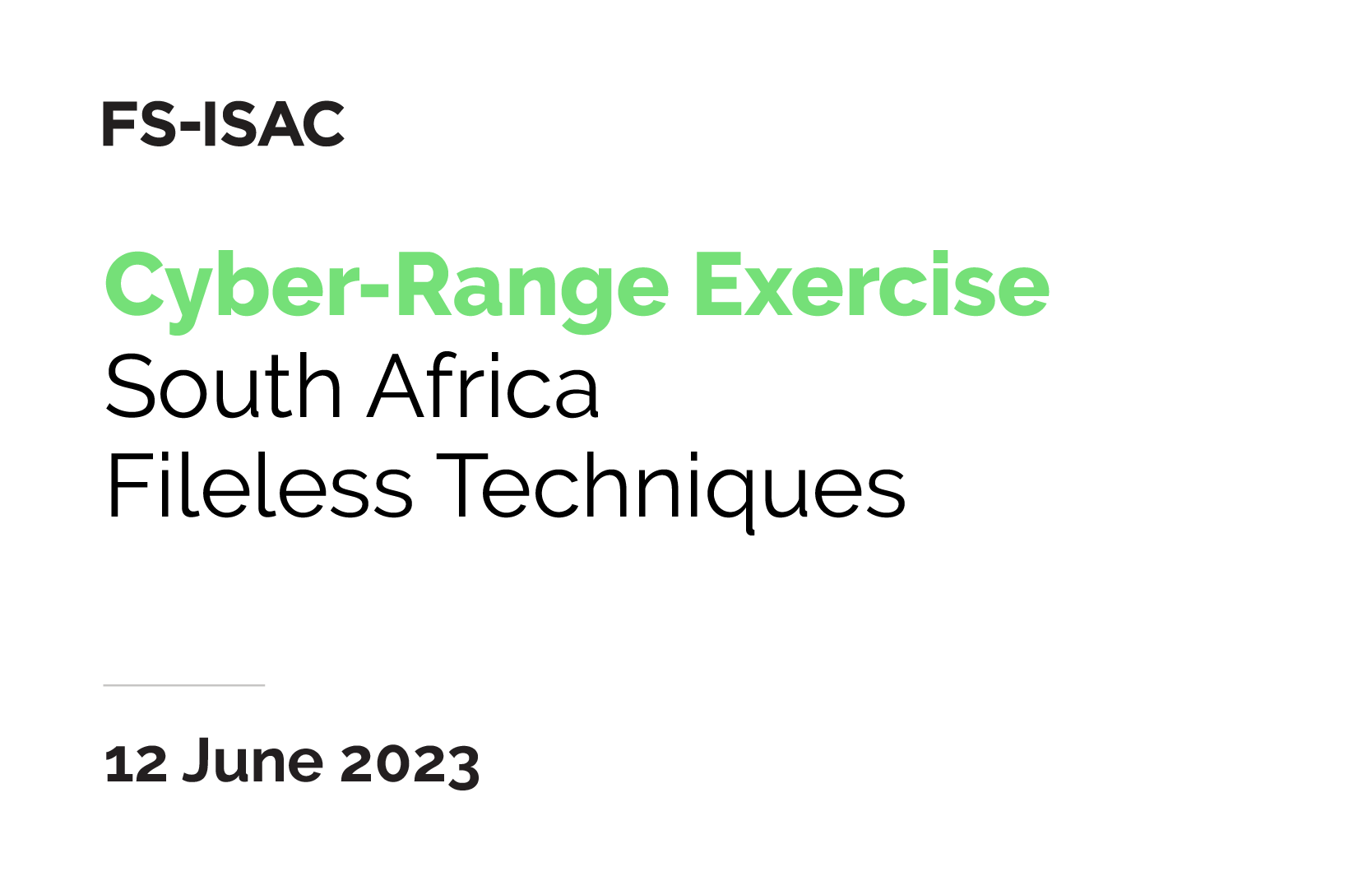 FS-ISAC South Africa Cyber-Range Exercise 23