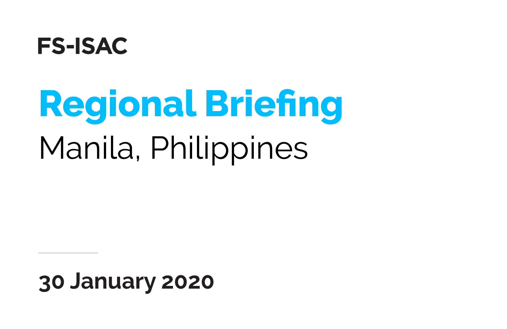 Manila Regional Briefing