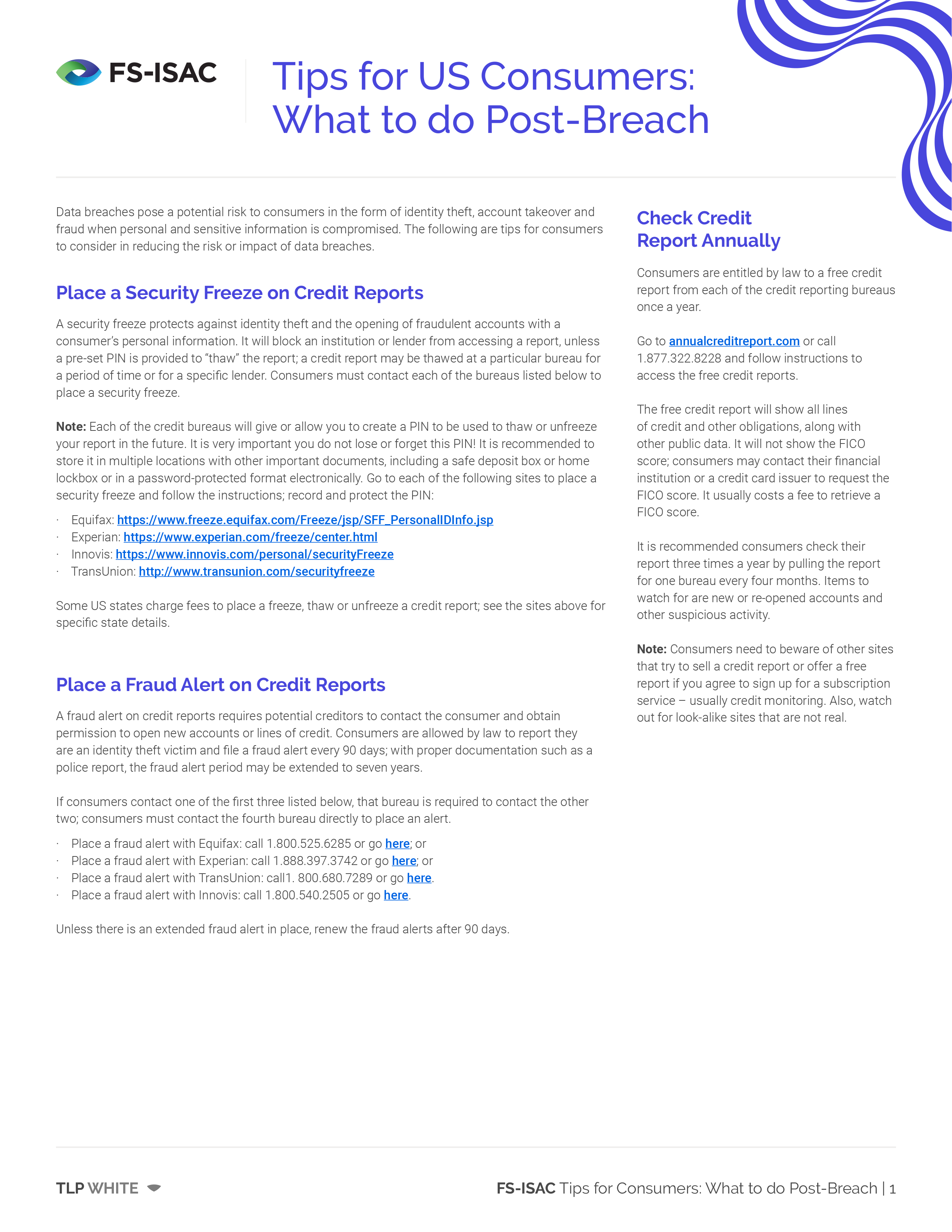 Post Breach Tips - Consumers