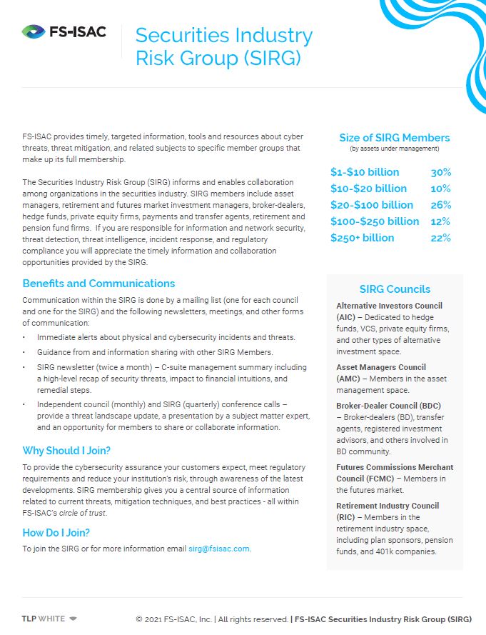Securities Industry Risk Group (SIRG)