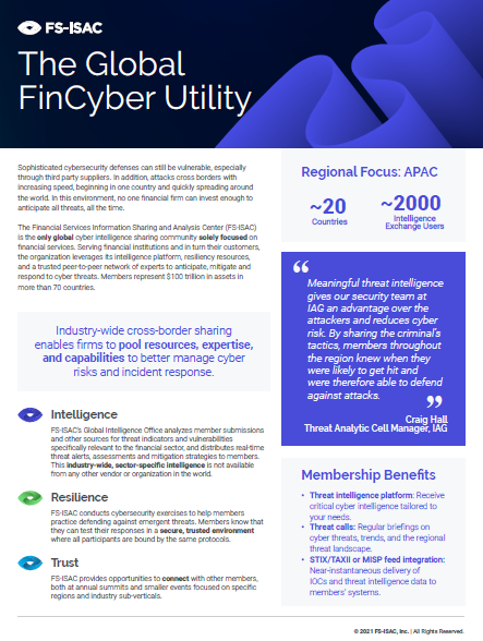 FS-ISAC Asia Pacific One-Pager