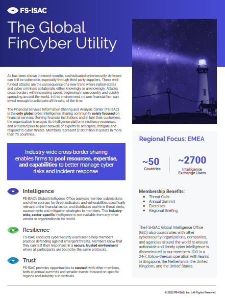 FS-ISAC EMEA One-Pager